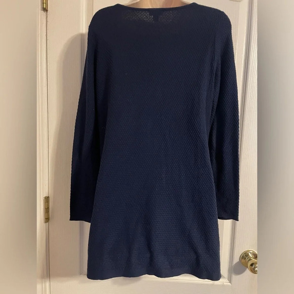 J.Jill Navy Mini Waffle‎ Knit Long Sleeve Dress Size XS - Picture 2 of 5